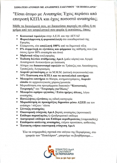 ΑΝΑΡΤΗΣΗ ΚΑΤΑΛΟΓΟΥ ΔΙΚΑΙΩΜΑΤΩΝ ΤΩΝ ΑΤΟΜΩΝ ΜΕ ΑΝΑΠΗΡΙΑ ΣΕ ΥΠΗΡΕΣΙΕΣ ΤΟΥ ΝΗΣΙΟΥ